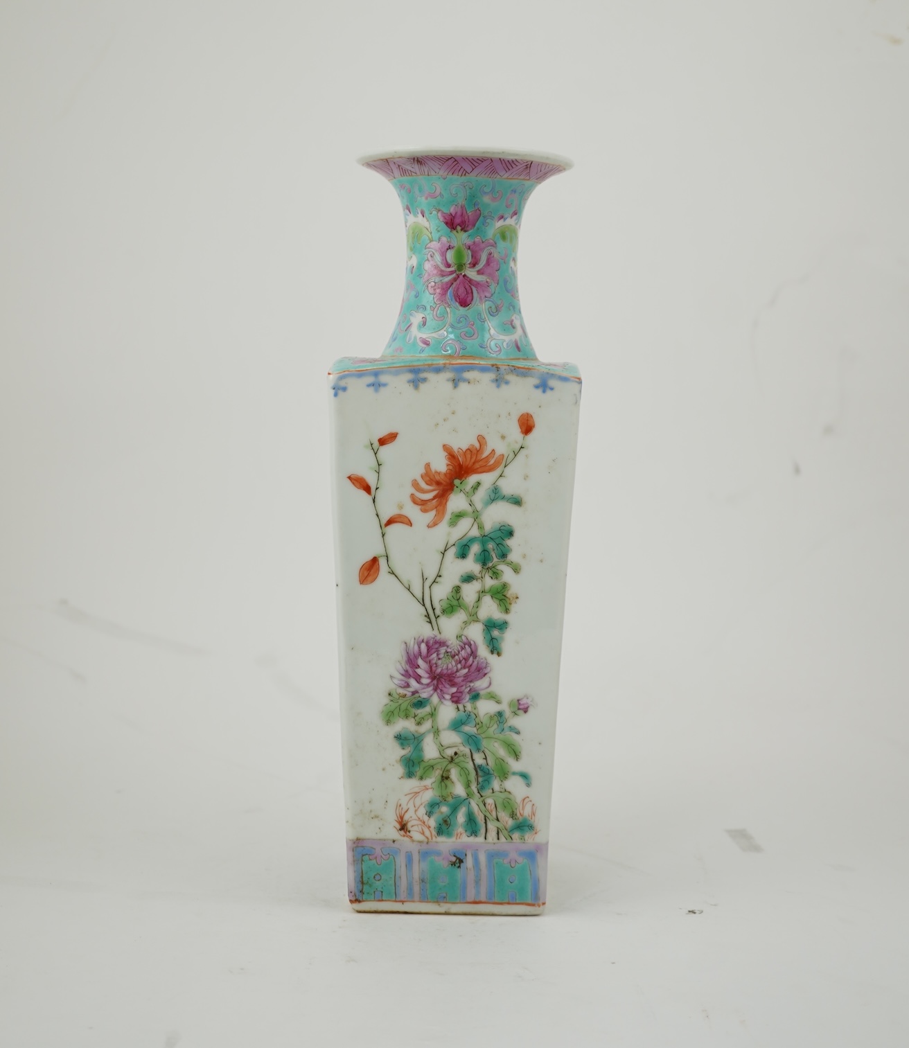 A Chinese famille rose square section vase, second half 19th century
